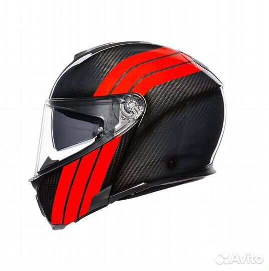 Шлем AGV sportmodular multi - stripes carbon/RED S