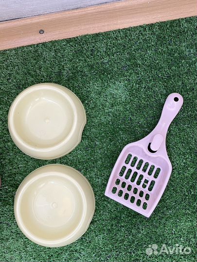 Лоток, чашки, лопатка, наполнитель для кота
