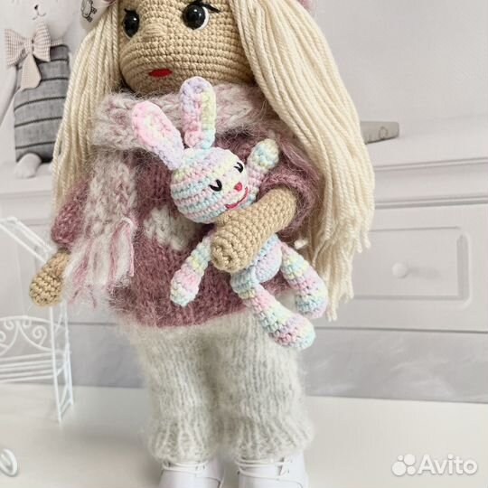 Вязаные игрушки кукла, кукла ручной работы