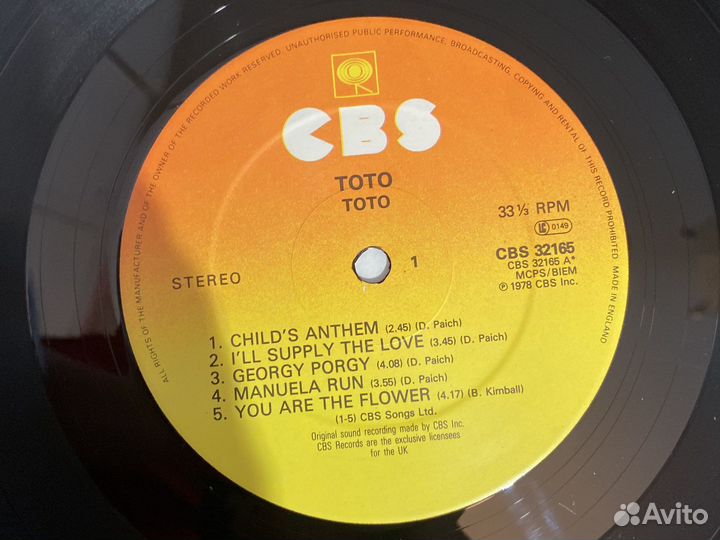 Toto 1st press UK lp