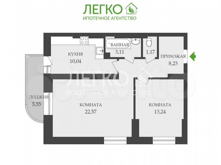 2-к. квартира, 61,5 м², 9/25 эт.