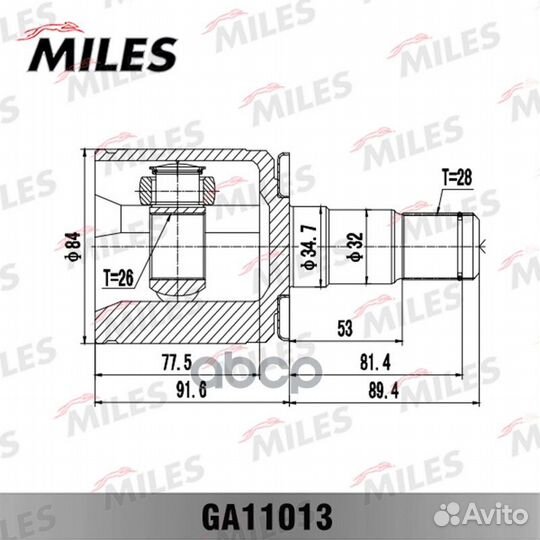 ШРУС mitsubishi pajero II V14W-V55W 91-04 внутр