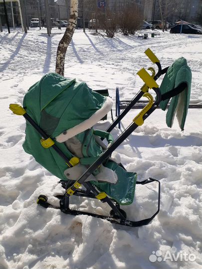Санки коляска Nika бирюзовые