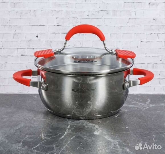 Кастрюля аврора 4л. Из нерж.сталь капсульное дно