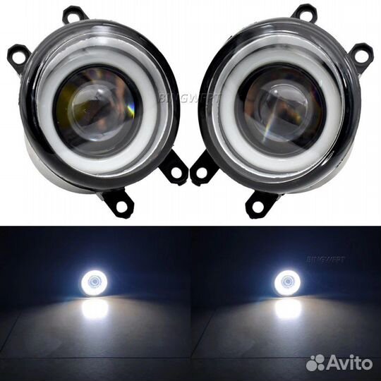 LED противотуманки с ангельскими глазами Prado 150