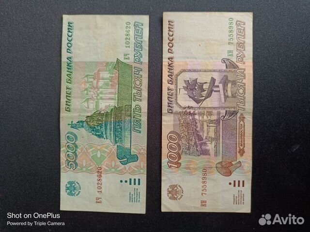 Купюра 1000, 5000 1995 года купить в Красноярске | Хобби и отдых | Авито