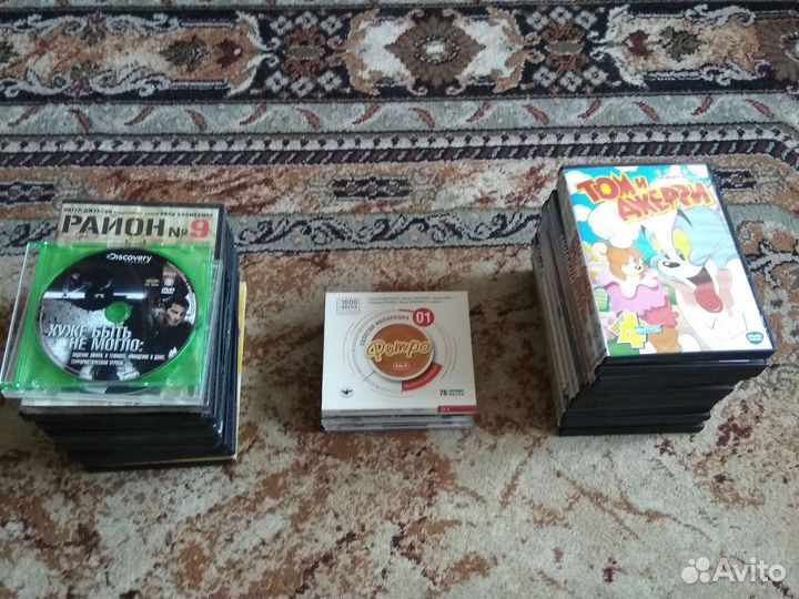 DVD, CD диски фильмы мультфильмы музыка (34шт)
