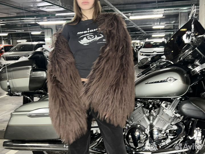 Шуба эко мех шоколадная опиум