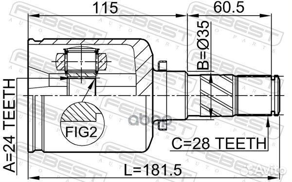 ШРУС внутренний левый 24x35x28 (mazda 3 BL 2009