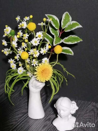 Букет с ромашками холодный фарфор
