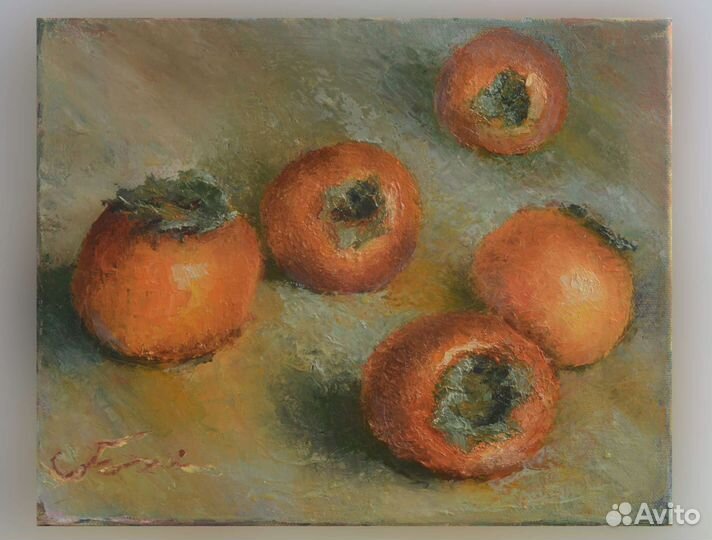 Картина маслом. Натюрморт фрукты хурма