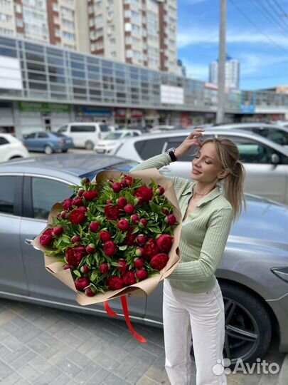 Пионы розы букеты доставка Нальчик