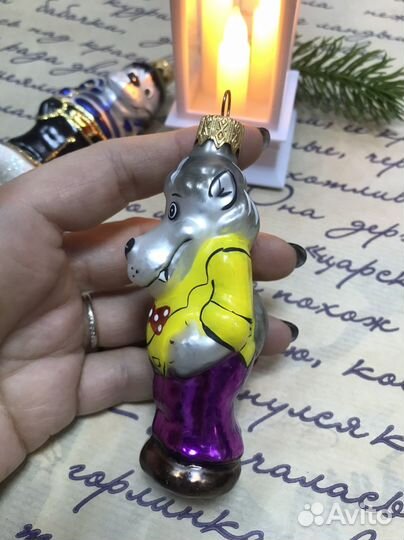 Волк из Ну-погоди, стекло, ручн. роспись