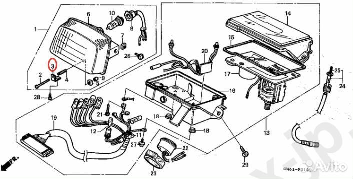 Скоба крепления фары Honda Gyro Up (33105-GM6-000)