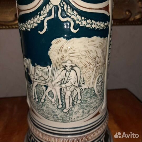 Пашня антикварная пивная кружка литр