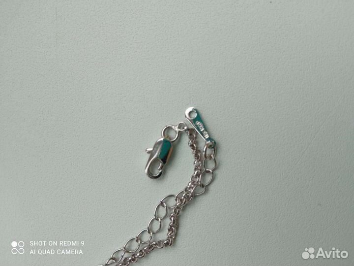 Кулон с голубым камнем и цепочка 18krgp