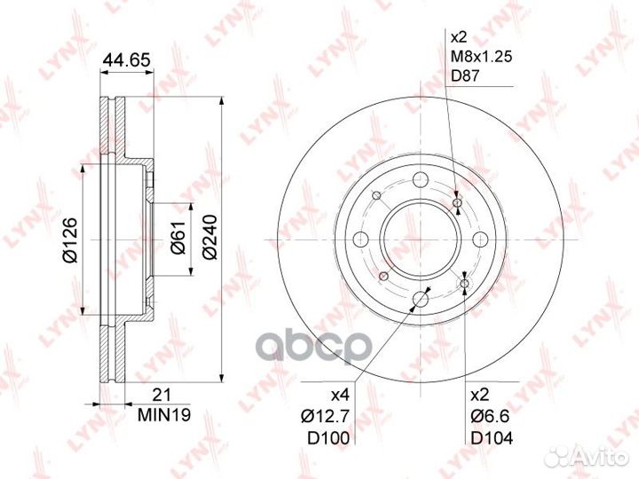 Диск тормозной перед BN1038 lynxauto