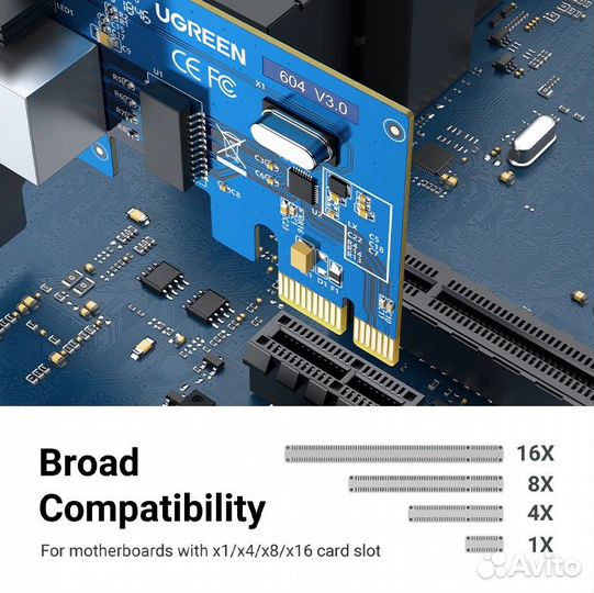 Сетевая карта RJ45+USB 3.0 Ugreen 1000mb/s Pcie