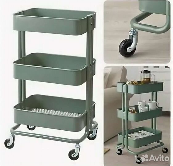 Новая Тележка на колесиках Raskog IKEA роскуг