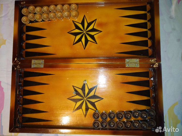 Нарды ручной работы, деревянные б/у 55 на 25 см