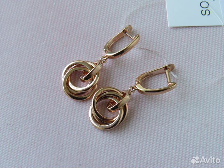 Бриллианты Серебряные серьги Серебро 925 Позолота