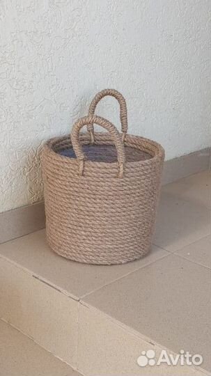 Кашпо напольное уличное из джута