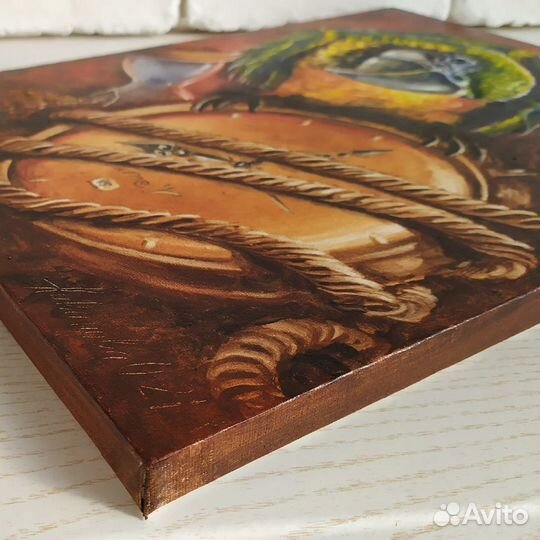 Картина маслом на холсте с попугаем