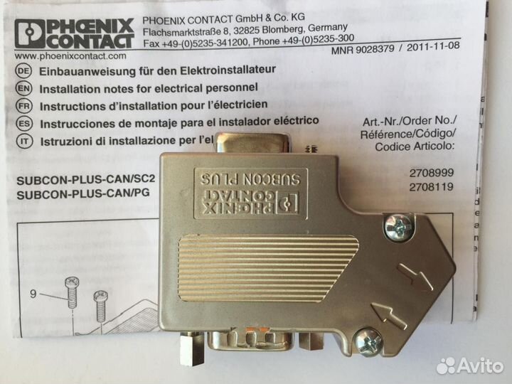 Phoenix 2708999 subcon-plus-CAN/SC2 D-SUB разъем