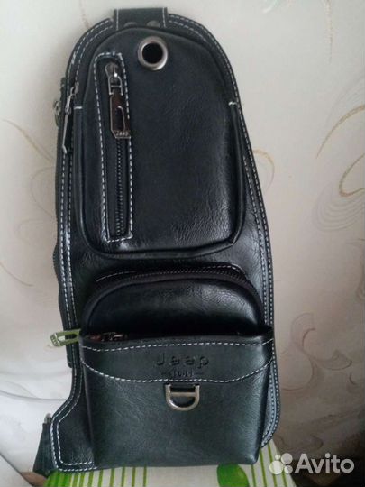 Мужская кожаная сумка через плечо новая