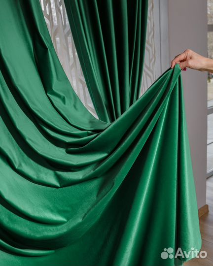 Шторы бархат Беллиссимо Изумруд