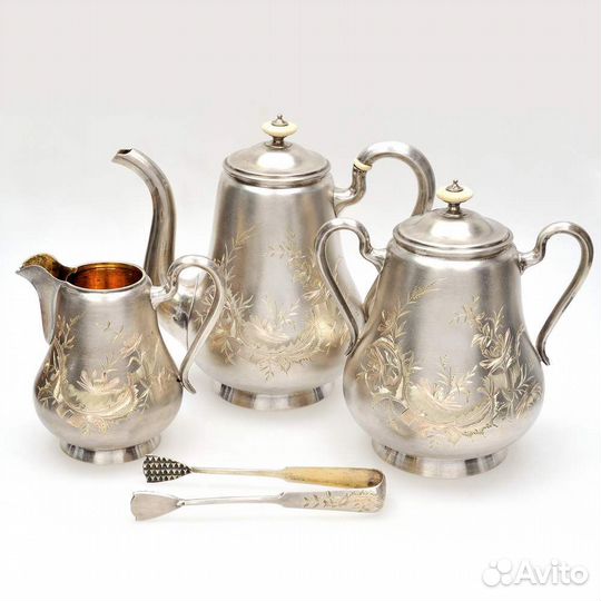 Старинный серебряный сервиз 84 пробы антиквариат