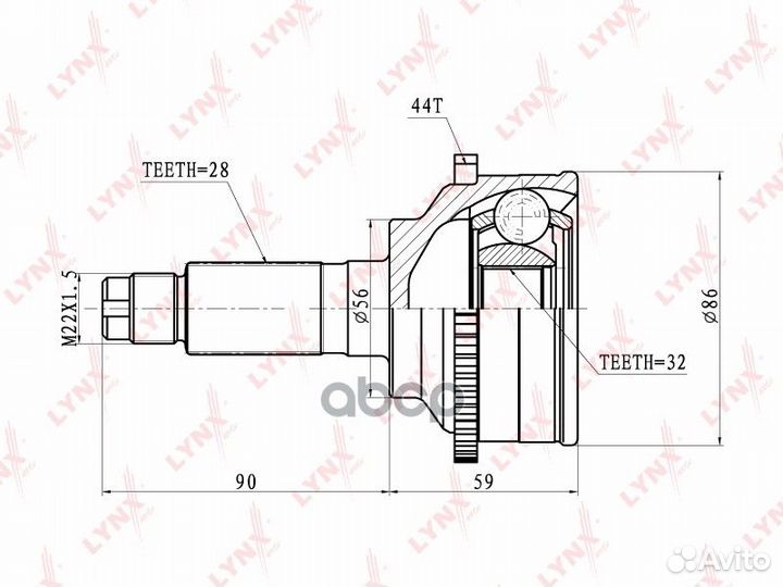 Шрус наружный перед прав/лев CO5103A lynxauto