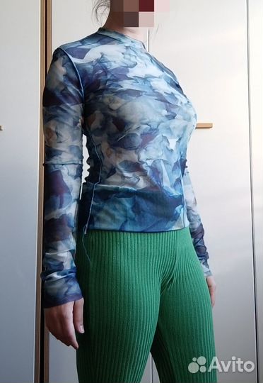 Блузка сетка синяя акварель