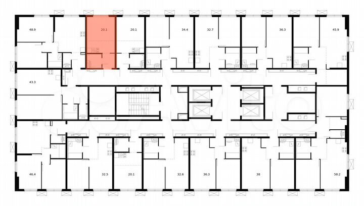 Квартира-студия, 20,1 м², 24/33 эт.