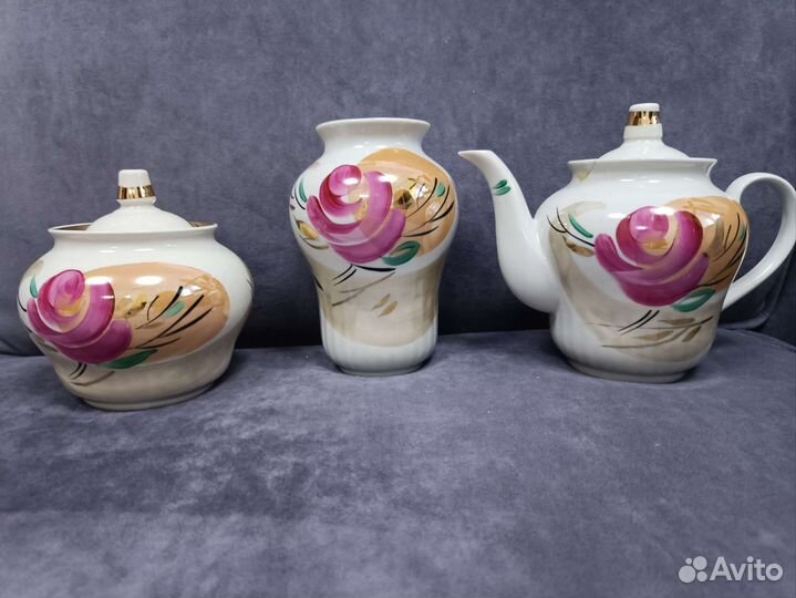 Винтажный фарфоровый чайный сервиз СССР Дулëво