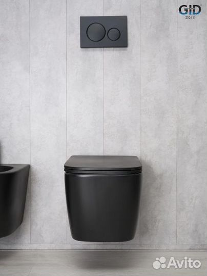 Унитаз подвесной Gid Tr2140Bm черный матовый, безободковый, с крышкой микролифт