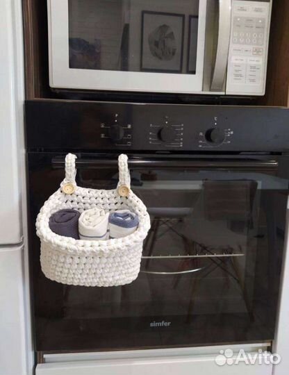 Вязаная корзинка /Органайзер на детскую кроватку