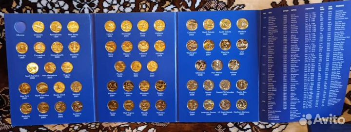 Монеты 25 центов квотеры UNC 24К позолота