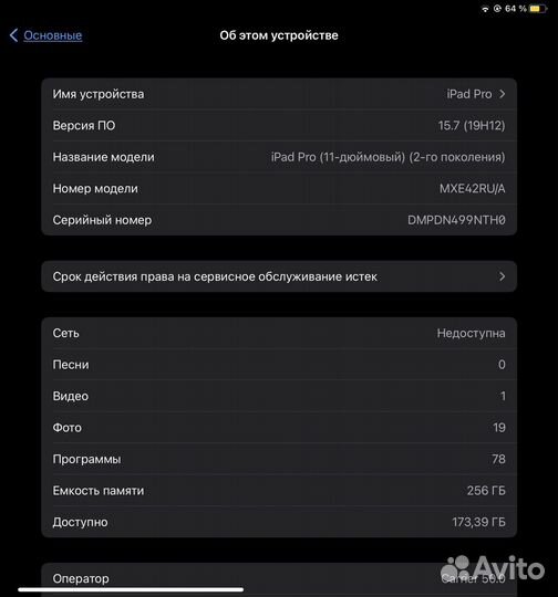 iPad pro 11 2020 256 wifi+cellular