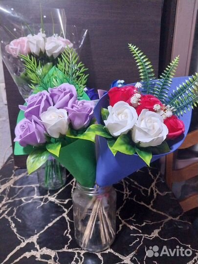 Букеты из мыльных роз