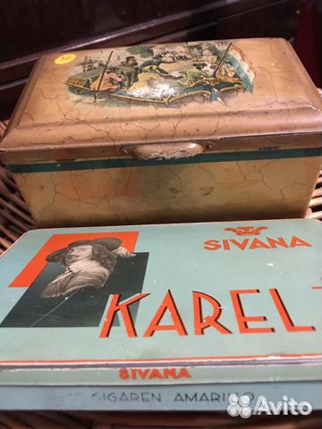 Коробки жестяные от сигар и конфет винтаж