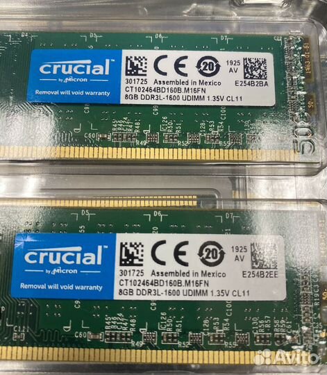 Новая Crucial 16GB DDR3 2x8GB 1600 Mhz ддр3 DDR3L