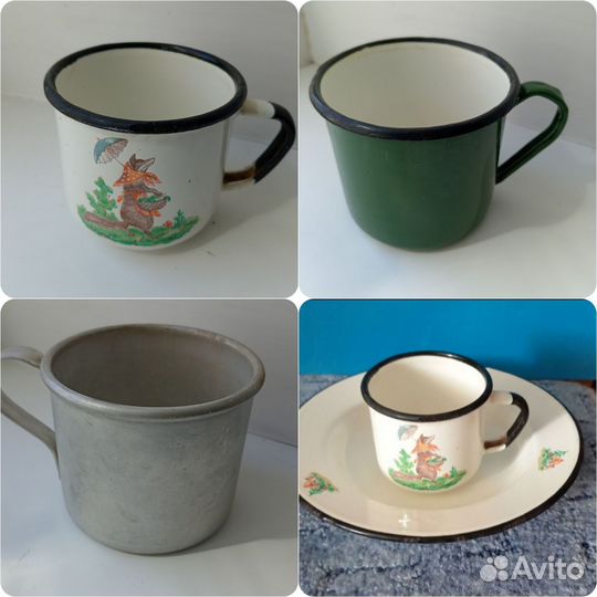 Посуда эмалированная и кружка алюминиевая СССР