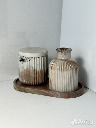 Бор из 3 предметов «Мокко» в мраморной технике