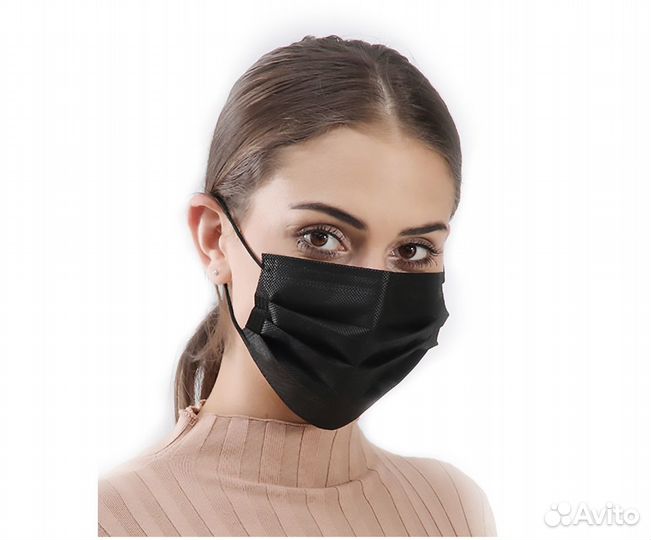 Маска медицинская черная 50 шт