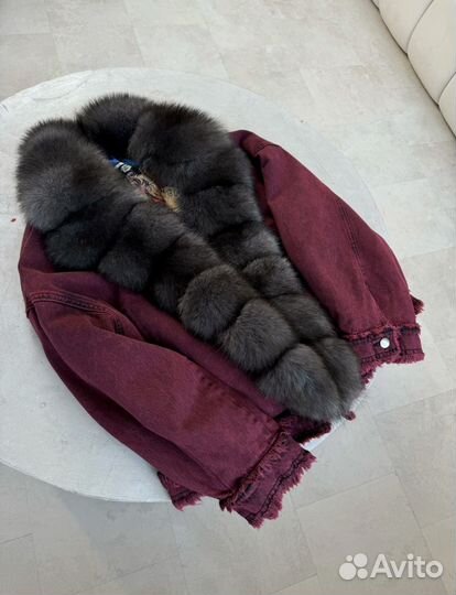 Джинсовка с песцом,джинсовая куртка с мехом