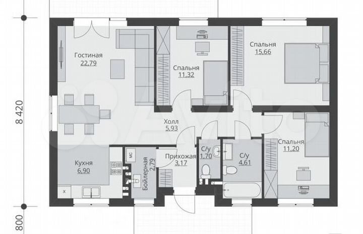 Дом 90 м² на участке 6 сот.