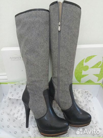 Осенние сапоги, платформа, высокий каблук, р.37