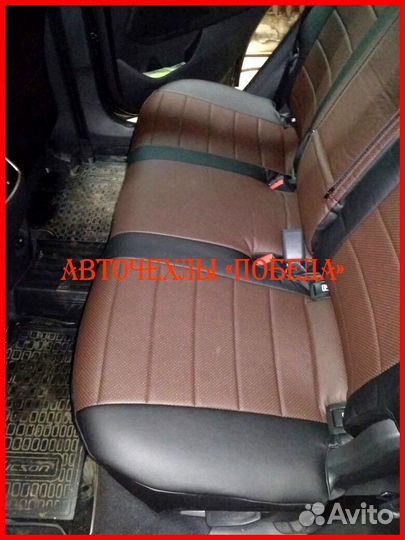 Чехлы Hyundai Tucson 3 из экокожи чёрно-шоколадные