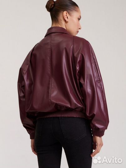 Кожаная куртка бомбер бордовая to be blossom M